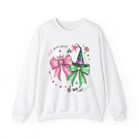 Pink Goes Good With Green Bows Crewneck