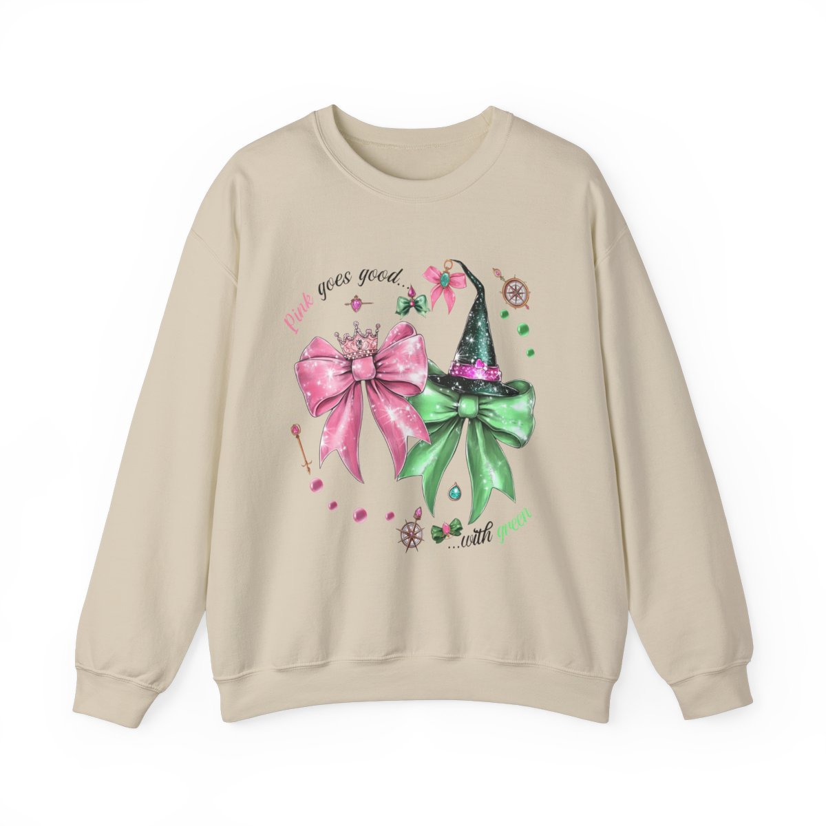 Pink Goes Good With Green Bows Crewneck