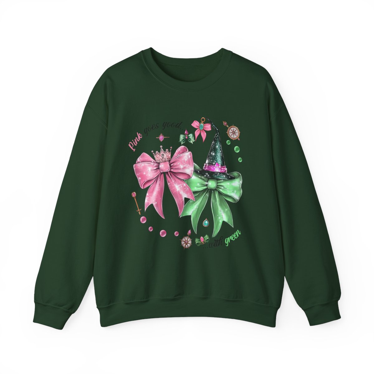 Pink Goes Good With Green Bows Crewneck