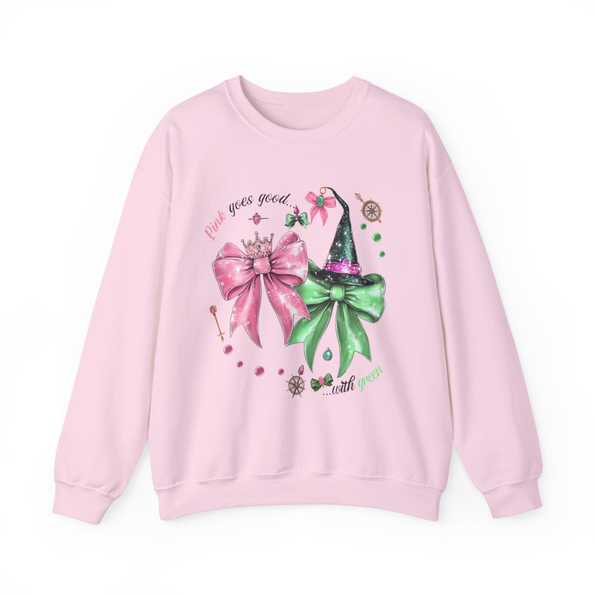 Pink Goes Good With Green Bows Crewneck