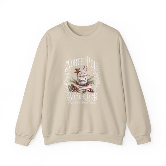 North Pole Book Club White Font Crewneck